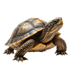 Obraz premium Realistic Turtle with Detailed Shell Isolated on White Background