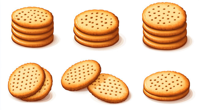 Set of Crispy Biscuits, illustration on a white background