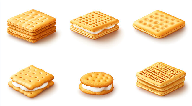 Set of Crispy Biscuits, illustration on a white background