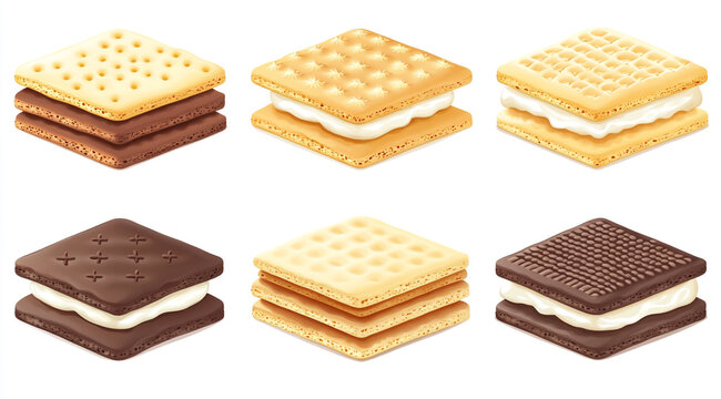 Set of Crispy Biscuits, illustration on a white background