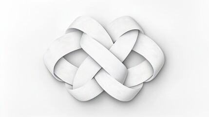 Elegant White Knotted Ribbon Design on Minimalist Background for Creative Projects