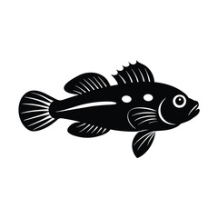 Bicolor Blenny Silhouette Vector Art and Black Fish Illustration Design