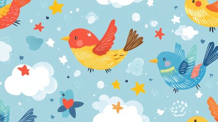 Creating whimsical bird patterns digital art cheerful atmosphere nature inspired aesthetic design