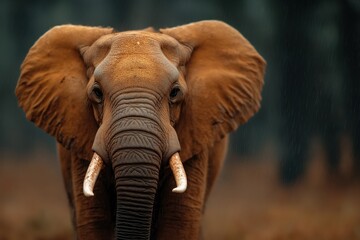 Fototapeta premium Majestic elephant standing proudly in its natural habitat during a serene morning in the wild