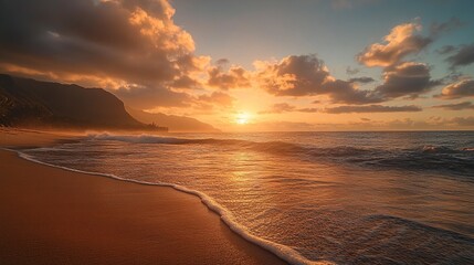 Obraz premium Sunrise over calm ocean waves