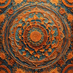 Fototapeta premium Intricate Mandala Art – Stunning Geometric Pattern for Wall Decor