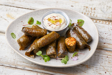 Bulgar Wheat Stuffed Vine Leaves