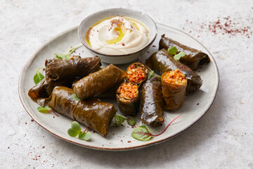 Bulgar Wheat Stuffed Vine Leaves