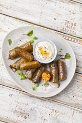 Bulgar Wheat Stuffed Vine Leaves