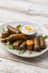 Bulgar Wheat Stuffed Vine Leaves