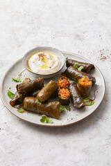 Bulgar Wheat Stuffed Vine Leaves