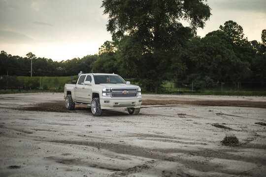 white Chevrolet Silverado in Beaufort, South Carolina, September 12, 2024