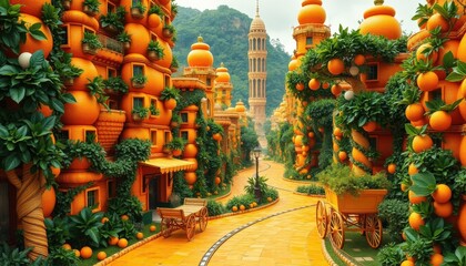 Fototapeta premium An orange city made of oranges