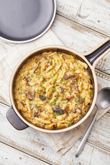 Mushroom and Leek Spaetzle bake