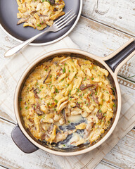 Mushroom and Leek Spaetzle bake
