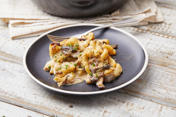 Mushroom and Leek Spaetzle bake