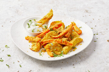 Curried Oven Vegetables with Lemon Dip