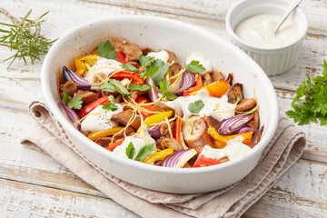 Aubergine and Pepper With Vegan Ricotta Bake