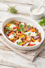 Aubergine and Pepper With Vegan Ricotta Bake