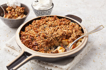 Rustic Apple and Date Crumble with Vegan Cream