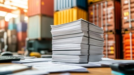 Analyzing global tariff documents close-up office document stack professional environment macro view trade regulations