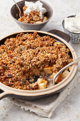 Rustic Apple and Date Crumble with Vegan Cream