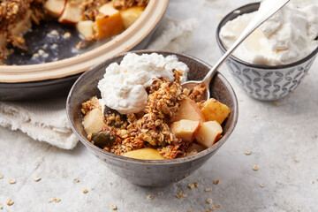 Rustic Apple and Date Crumble with Vegan Cream