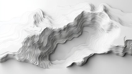 Fototapeta premium Intricate Layered Paper Design Creating Abstract Terrain with Flowing Lines and Soft Shadows