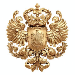 Fototapeta premium Heraldry Gold Decoration Isolated on White Background