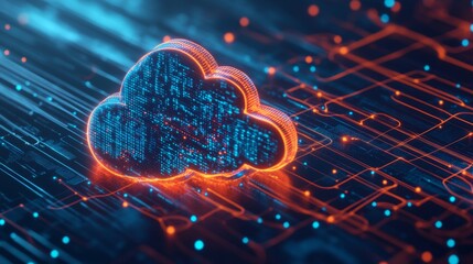 Glowing data streams transform cloud computing networks digital realm visual representation virtual...