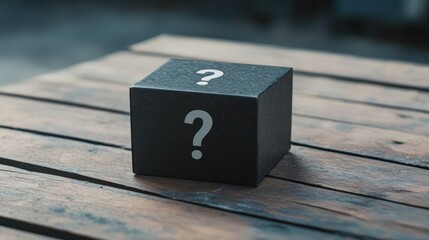 A mysterious black box with a question mark on it, symbolizing an unknown gift or surprise.