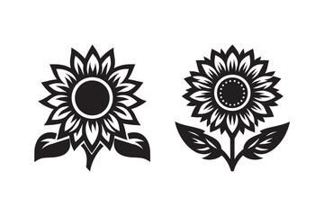 Sunflower silhouette with white background