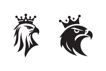 Eagle with crown silhouette with white background