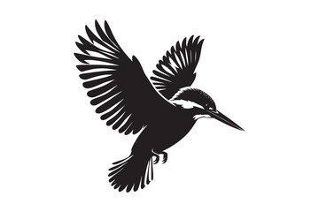 kingfisher silhouette with white background