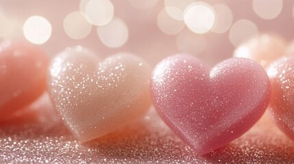 Obraz premium Pink and Gold Glitter Hearts Romantic Background