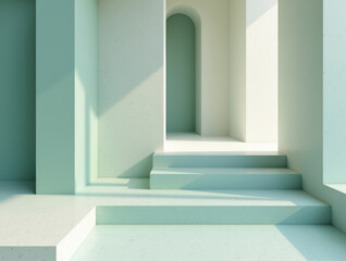 Obraz premium Minimalist Geometric Interior with Textured Surfaces