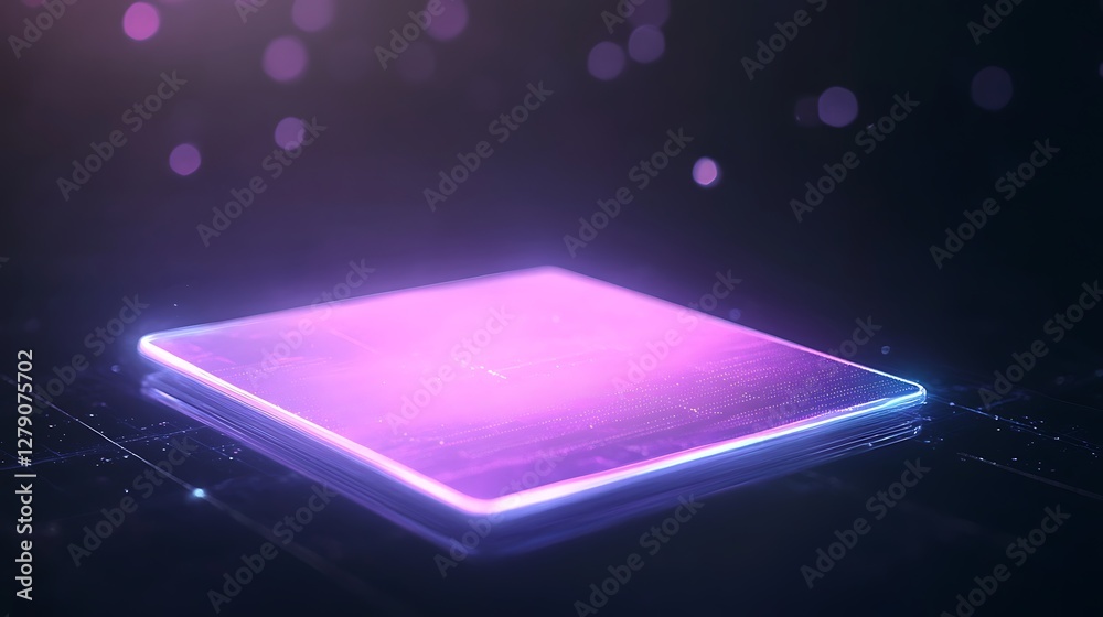 Leinwandbilder high-quality image of a transparent holographic touchscreen with glowing features, ideal for tech-re
