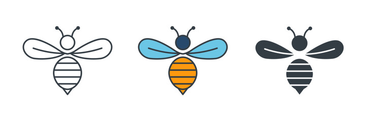 Bee icon symbol vector illustration isolated on white background