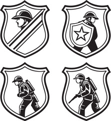 Icons set. security shield icons. Police badge shape Black security shield. Protect template for patch, insignias. Design elements for concept of safety and protection