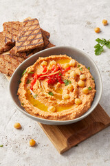 Tomato and Pepper Hummus with Toast