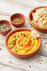 Pumpkin Hummus with Chips