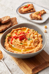 Tomato and Pepper Hummus with Toast