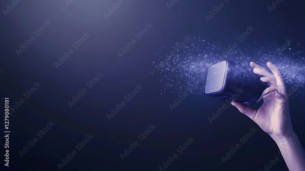 Fototapete A futuristic virtual reality interface featuring a glowing design, ideal for tech and digital media projects.