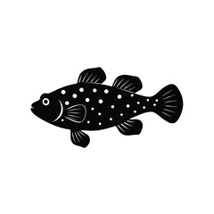 Blue Spotted Jawfish Silhouette Vector Art and Black Blue Spotted Jawfish Illustration