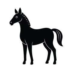 Black Horse Silhouette, Equestrian Art, Simple Design, Animal Icon