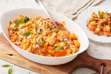 Soya Bean Gnocchi and Tomato Bake