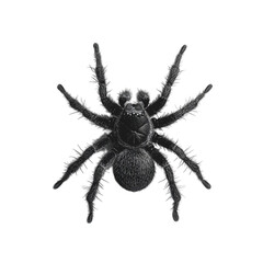 A hairy black spider in a glitch art frame a creepy crawly close up