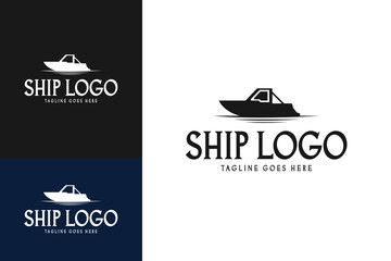 Naklejka premium Ship logo design template vector illustration