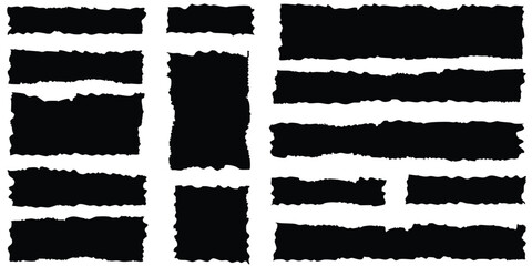 Punk Grunge Torn Paper Vector Set: Jagged Ripped Edges, Scrapbook Collage & Distressed Newspaper Templates