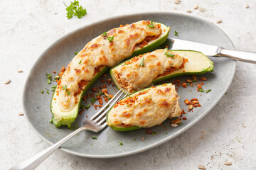 Stuffed Courgette with Tofu and Bechamel Sauce